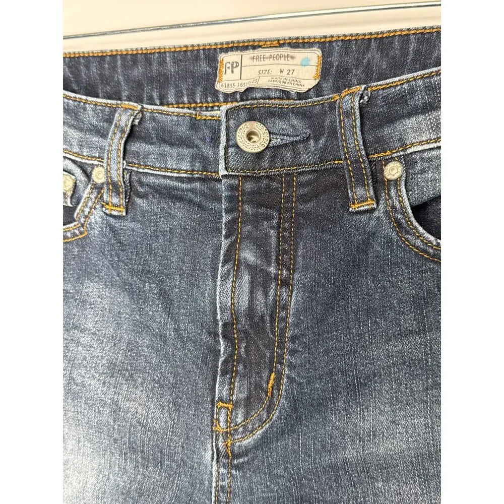 Free People W27 Mid Rise Skinny Jeans Medium Wash Stretch Denim